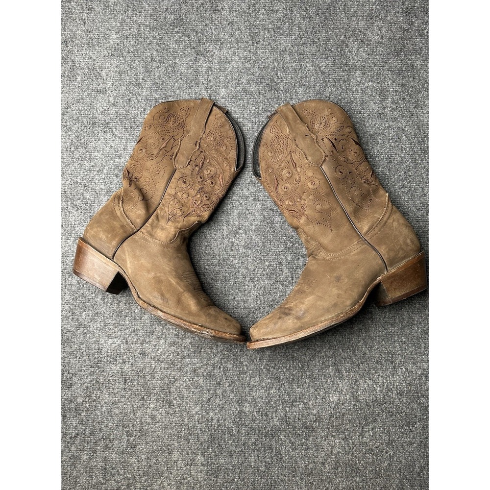 Mens Cowboy Boots El General Brown Leather Western Made in Mexico, Size US 9
